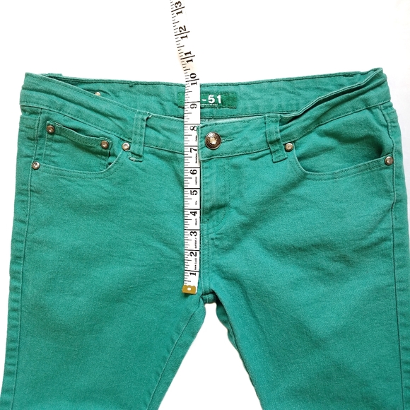 Green Denim Skinny Jeans Juniors Size 15 - Picture 5 of 7